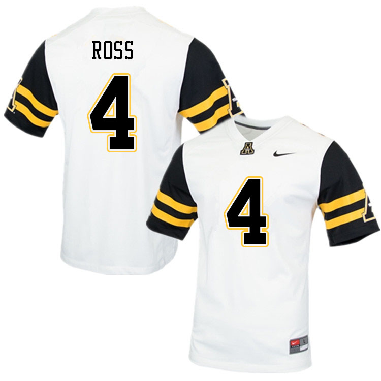 Men #4 Nick Ross Appalachian State Mountaineers College Football Jerseys Sale-White - Click Image to Close